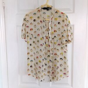 Moschino  Cream Silk Print Blouse